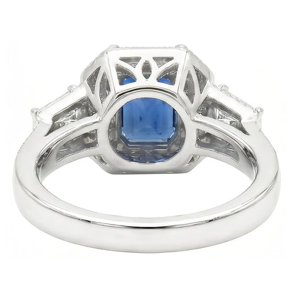Round Halo Natural Earth Mined Diamond Emerald Ring Blue Sapphire Antique Style 3 Carats