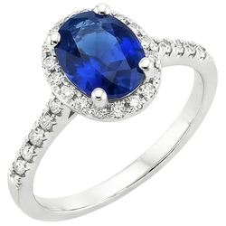 Round Halo Natural Earth Mined Diamond Engagement Ring Oval Ceylon Sapphire 6 Carats Gold