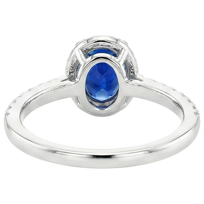Round Halo Natural Earth Mined Diamond Engagement Ring Oval Ceylon Sapphire 6 Carats Gold