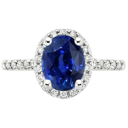 Round Halo Natural Earth Mined Diamond Engagement Ring Oval Ceylon Sapphire 6 Carats Gold