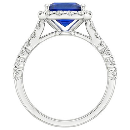 natural round sapphire 4.50ct ring on white background