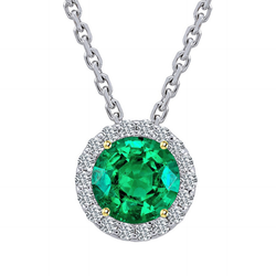 Natural Emerald Pendant 2.50ct - Two Tone 14K Gold