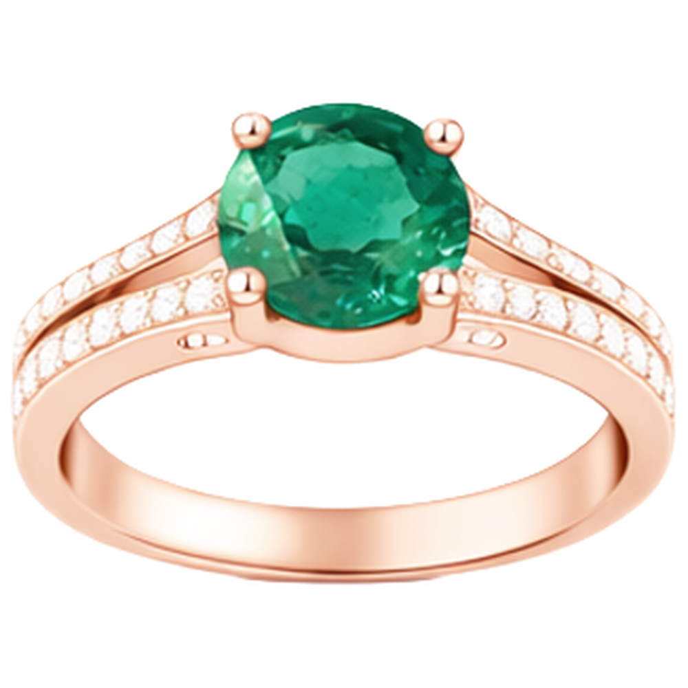 Round Hidden Halo Green Emerald GIA & Natural Earth Mined Diamond Engagement Ring