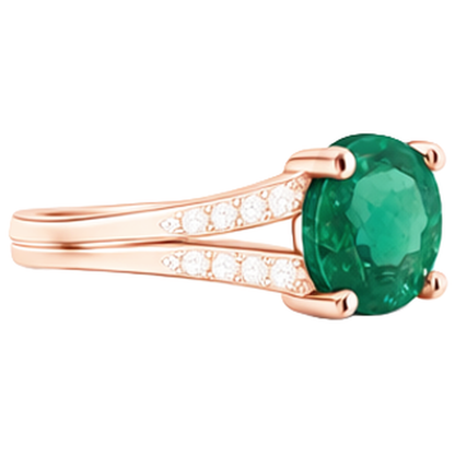 Round Hidden Halo Green Emerald GIA & Natural Earth Mined Diamond Engagement Ring