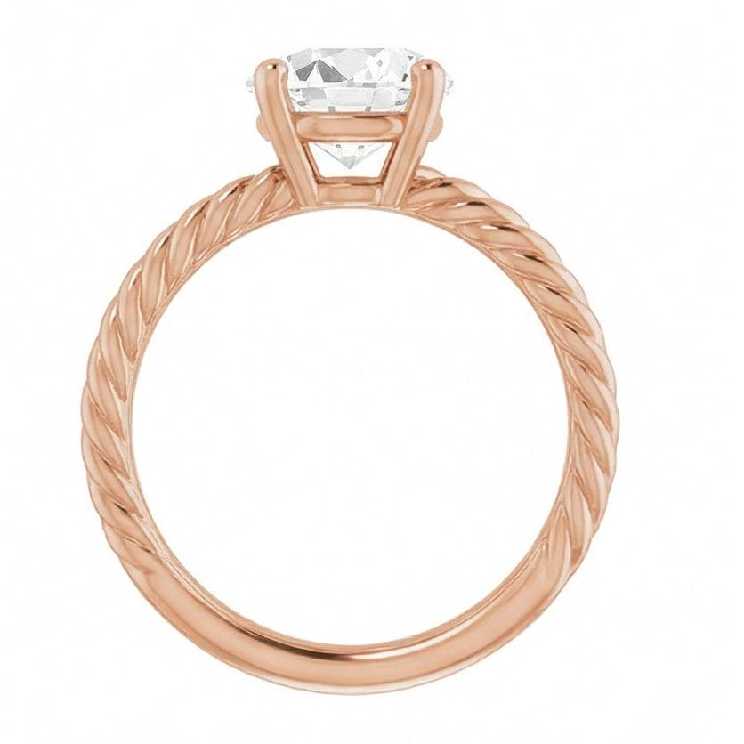 Round Mined Natural Real Diamond ( Not Lab Grown ) Old Cut Rose Gold Twisted Shank Ring 2 Carats