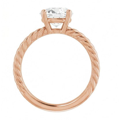 Round Mined Natural Real Diamond ( Not Lab Grown ) Old Cut Rose Gold Twisted Shank Ring 2 Carats