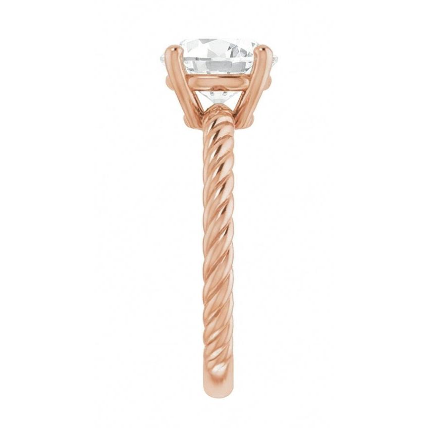 Round Mined Natural Real Diamond ( Not Lab Grown ) Old Cut Rose Gold Twisted Shank Ring 2 Carats