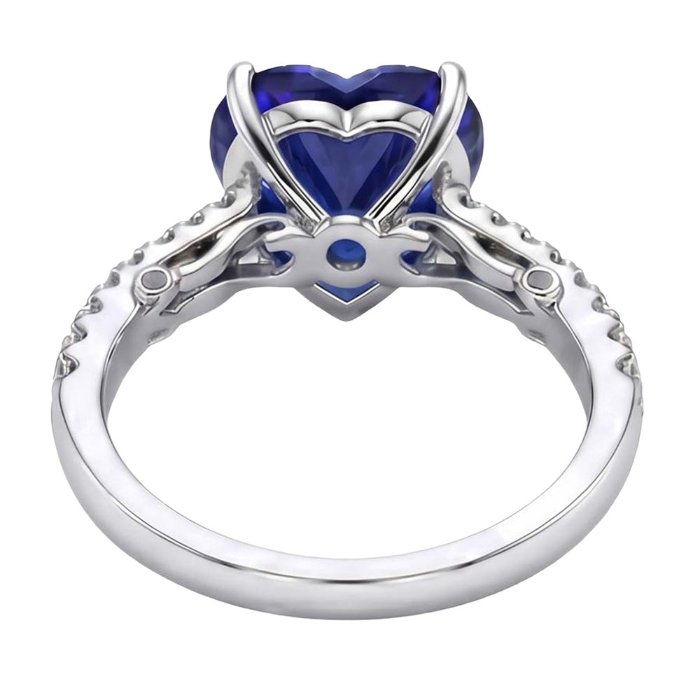 Round Natural Earth Mined Diamond And Ceylon Sapphire Engagement Ring 4.50 Carats Gold 14K