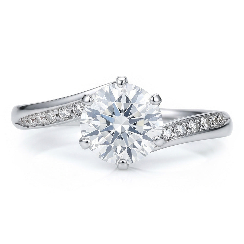 Round Natural Earth Mined Diamond Anniversary Ring 1.36 Carats Jewelry New White Gold 14K