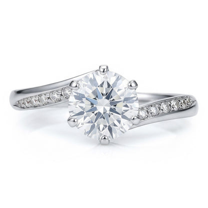 Round Natural Earth Mined Diamond Anniversary Ring 1.36 Carats Jewelry New White Gold 14K