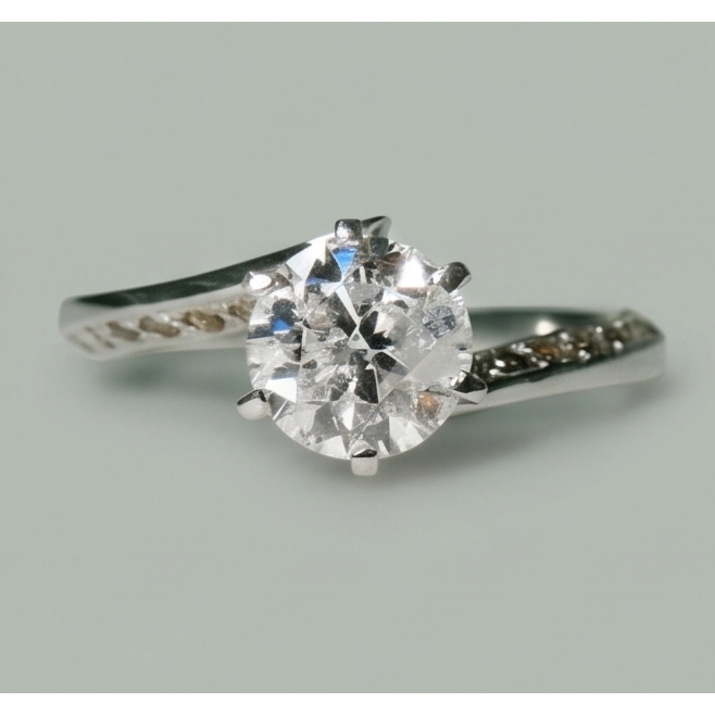 Round Natural Earth Mined Diamond Anniversary Ring 1.36 Carats Jewelry New White Gold 14K