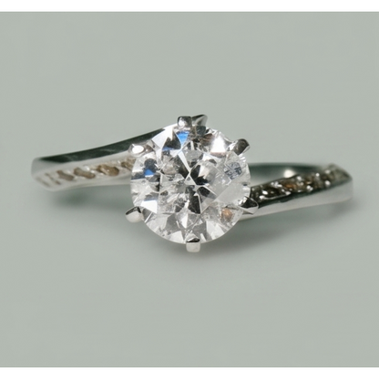 Round Natural Earth Mined Diamond Anniversary Ring 1.36 Carats Jewelry New White Gold 14K