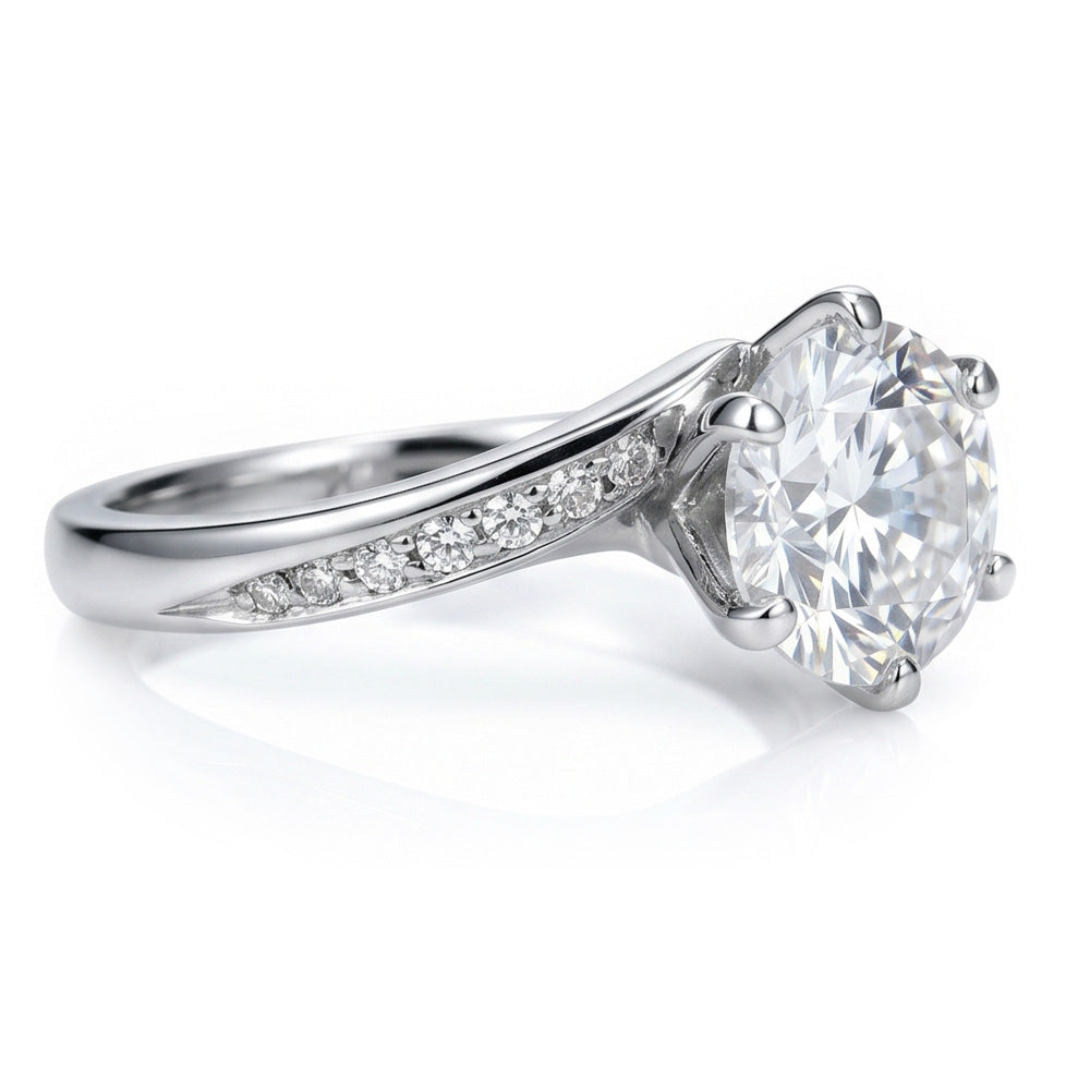 Round Natural Earth Mined Diamond Anniversary Ring 1.36 Carats Jewelry New White Gold 14K