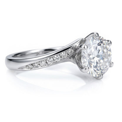 Round Natural Earth Mined Diamond Anniversary Ring 1.36 Carats Jewelry New White Gold 14K