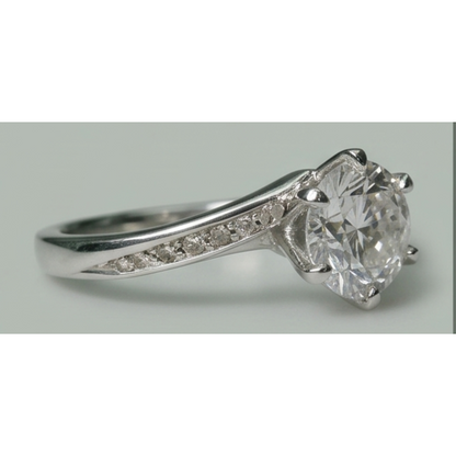 Round Natural Earth Mined Diamond Anniversary Ring 1.36 Carats Jewelry New White Gold 14K