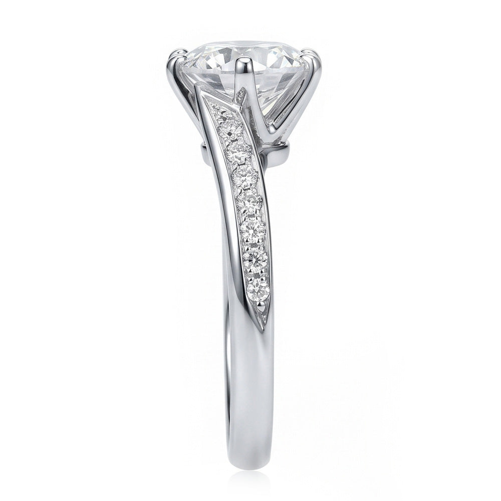 Round Natural Earth Mined Diamond Anniversary Ring 1.36 Carats Jewelry New White Gold 14K