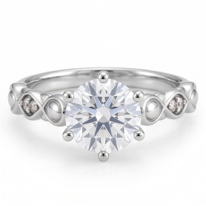 Round Natural Earth Mined Diamond Anniversary Ring 1.60 Carats White Gold 14K