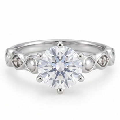 Round Natural Earth Mined Diamond Anniversary Ring 1.60 Carats White Gold 14K