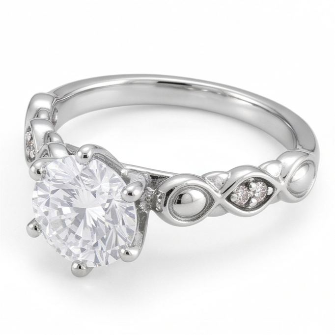 Round Natural Earth Mined Diamond Anniversary Ring 1.60 Carats White Gold 14K