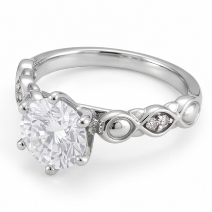 Round Natural Earth Mined Diamond Anniversary Ring 1.60 Carats White Gold 14K