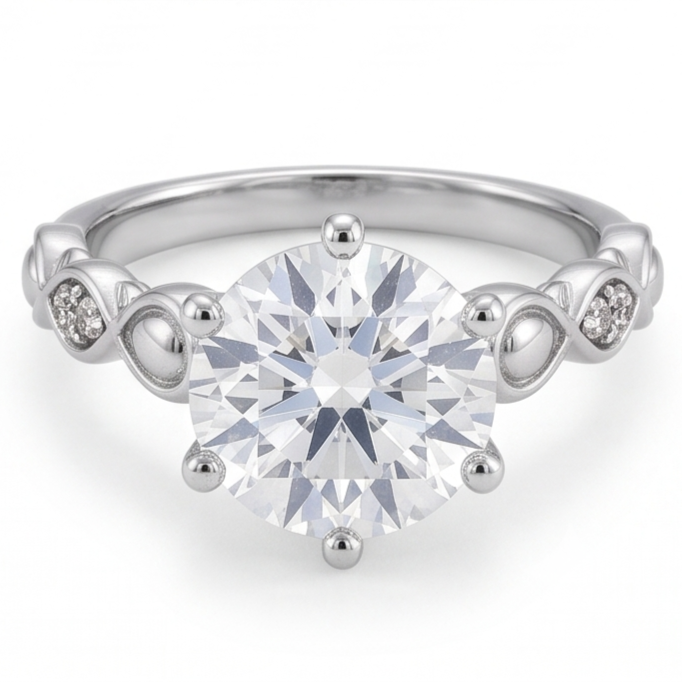 Round Natural Earth Mined Diamond Anniversary Ring 1.60 Carats White Gold 14K