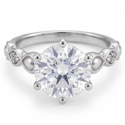 Round Natural Earth Mined Diamond Anniversary Ring 1.60 Carats White Gold 14K