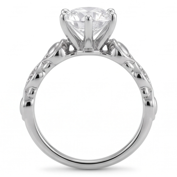 Round Natural Earth Mined Diamond Anniversary Ring 1.60 Carats White Gold 14K
