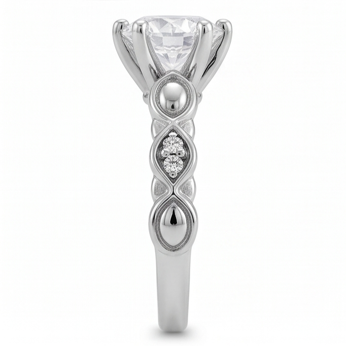 Round Natural Earth Mined Diamond Anniversary Ring 1.60 Carats White Gold 14K
