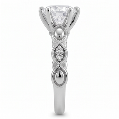 Round Natural Earth Mined Diamond Anniversary Ring 1.60 Carats White Gold 14K