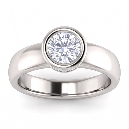 Round Natural Earth Mined Diamond Anniversary Ring 1.66 Carats Bezel and Prong Set