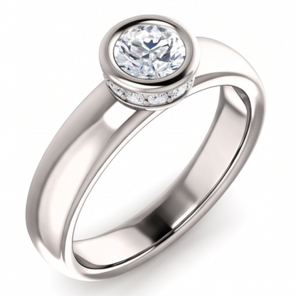 Round Natural Earth Mined Diamond Anniversary Ring 1.66 Carats Bezel and Prong Set