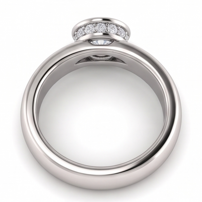 Round Natural Earth Mined Diamond Anniversary Ring 1.66 Carats Bezel and Prong Set