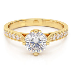 Round Natural Earth Mined Diamond Anniversary Ring 3.50 Carats Accented Yellow Gold 14K