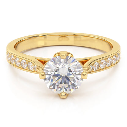 Round Natural Earth Mined Diamond Anniversary Ring 3.50 Carats Accented Yellow Gold 14K