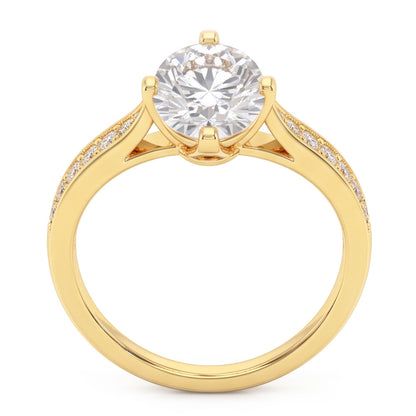 Round Natural Earth Mined Diamond Anniversary Ring 3.50 Carats Accented Yellow Gold 14K