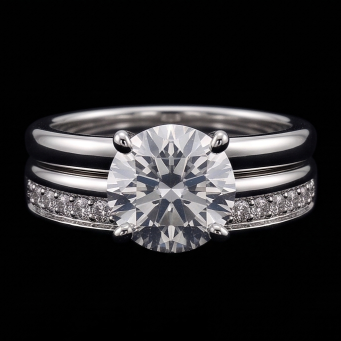 Round Natural Earth Mined Diamond Anniversary Ring Set 3 Carats Prong Set White Gold 14K