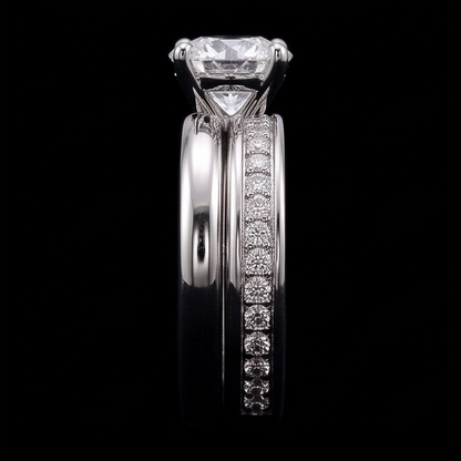 Round Natural Earth Mined Diamond Anniversary Ring Set 3 Carats Prong Set White Gold 14K