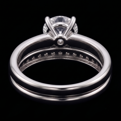 Round Natural Earth Mined Diamond Anniversary Ring Set 3 Carats Prong Set White Gold 14K