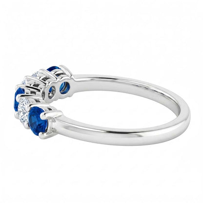 Round Natural Earth Mined Diamond Blue Sapphire Stone Ring 2 Carats White Gold 14K