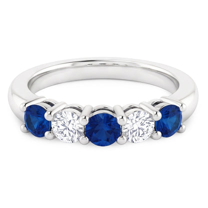 Round Natural Earth Mined Diamond Blue Sapphire Stone Ring 2 Carats White Gold 14K