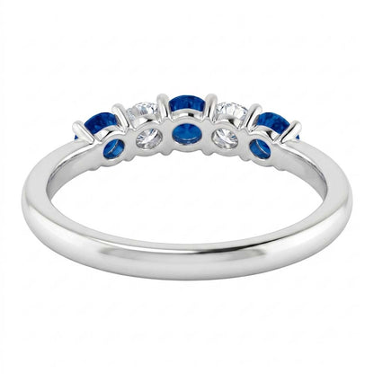 Round Natural Earth Mined Diamond Blue Sapphire Stone Ring 2 Carats White Gold 14K