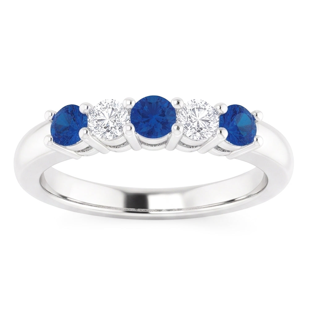 Round Natural Earth Mined Diamond Blue Sapphire Stone Ring 2 Carats White Gold 14K