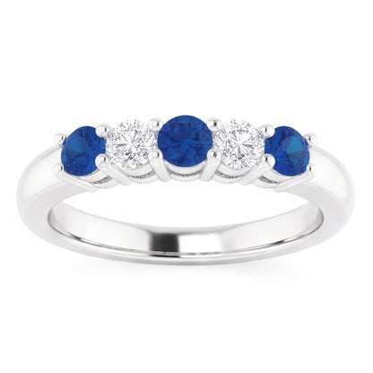 Round Natural Earth Mined Diamond Blue Sapphire Stone Ring 2 Carats White Gold 14K