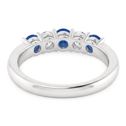 Round Natural Earth Mined Diamond Blue Sapphire Stone Ring 2 Carats White Gold 14K