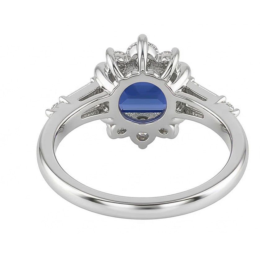 Round Natural Earth Mined Diamond Emerald Sapphire & Baguette Cut Ring 2.50 Carats