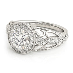 Round Natural Earth Mined Diamond Engagement Anniversary 1.10 Carat Fancy Ring WG 14K