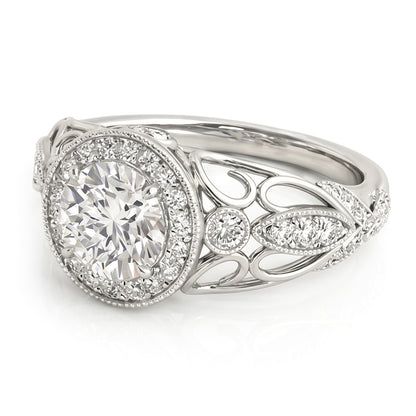 Round Natural Earth Mined Diamond Engagement Anniversary 1.10 Carat Fancy Ring WG 14K