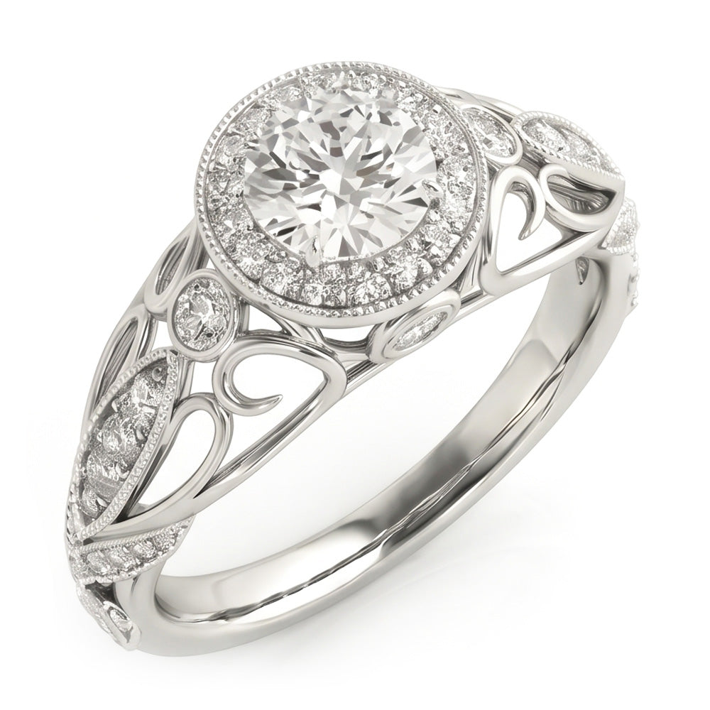 Round Natural Earth Mined Diamond Engagement Anniversary 1.10 Carat Fancy Ring WG 14K