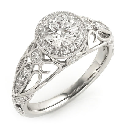 Round Natural Earth Mined Diamond Engagement Anniversary 1.10 Carat Fancy Ring WG 14K