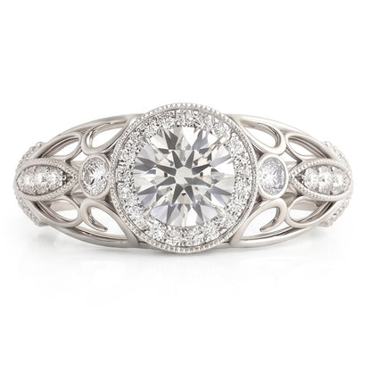 Round Natural Earth Mined Diamond Engagement Anniversary 1.10 Carat Fancy Ring WG 14K